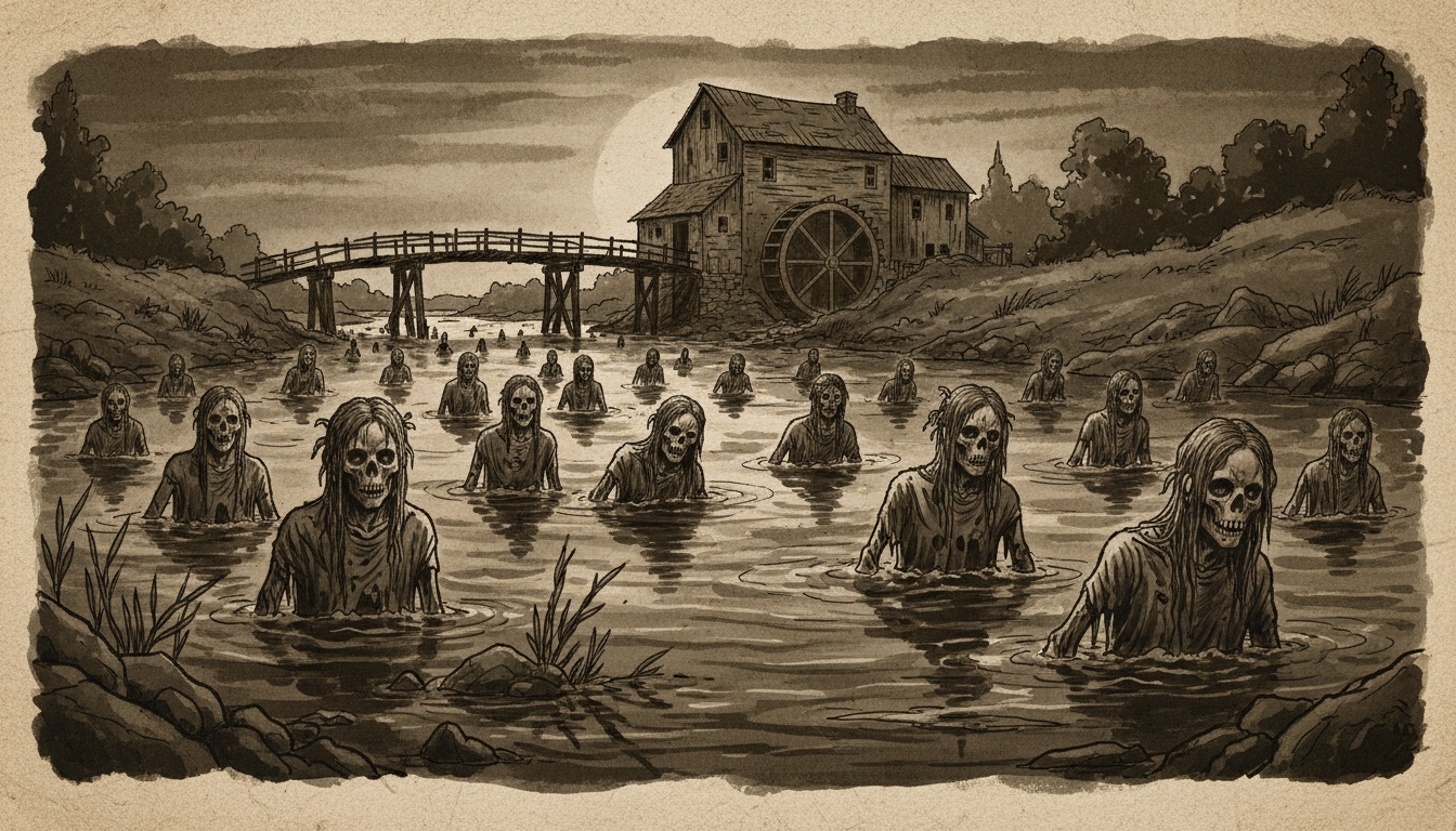 The dead rising from the water in The Fallen Age